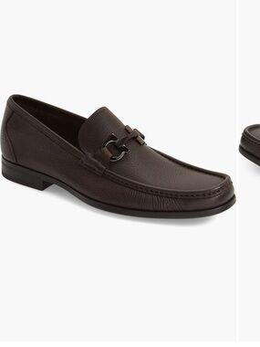 Men's Brown Leather Bit Grandioso double gancio bit loafer Salvatore Ferragamo